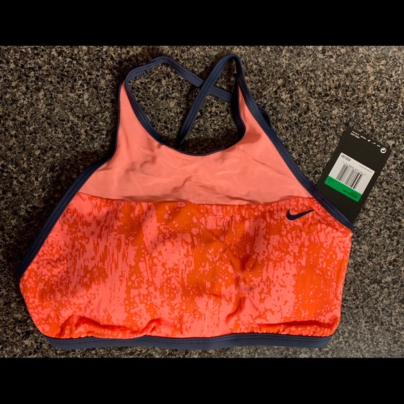 NWT Nike size large high neck orange swim top - Picture 4 of 8